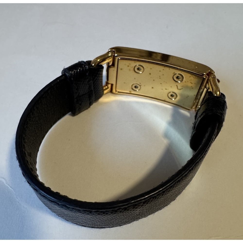 Prada Gold Plaque Bracelet Black Leather - Picture 5 of 9